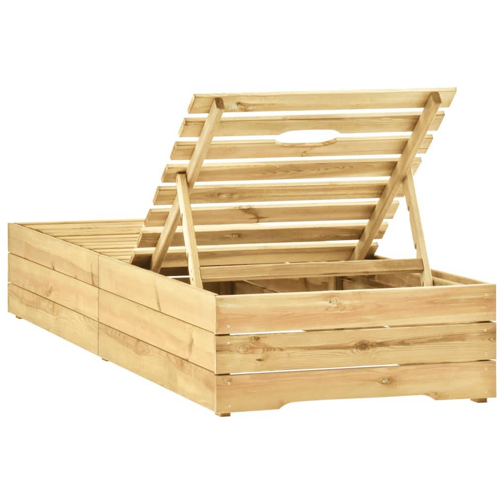 Helloshop26 - Transat chaise longue bain de soleil lit de jardin terrasse meuble d'extérieur bois de pin imprégné de vert - Imagen 3