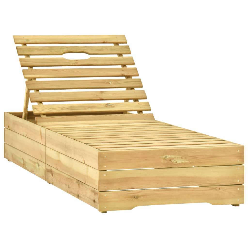 Helloshop26 - Transat chaise longue bain de soleil lit de jardin terrasse meuble d'extérieur bois de pin imprégné de vert - Imagen 1