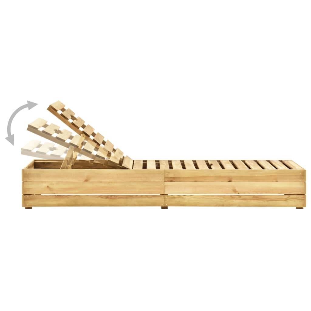Helloshop26 - Transat chaise longue bain de soleil lit de jardin terrasse meuble d'extérieur bois de pin imprégné de vert - Imagen 4