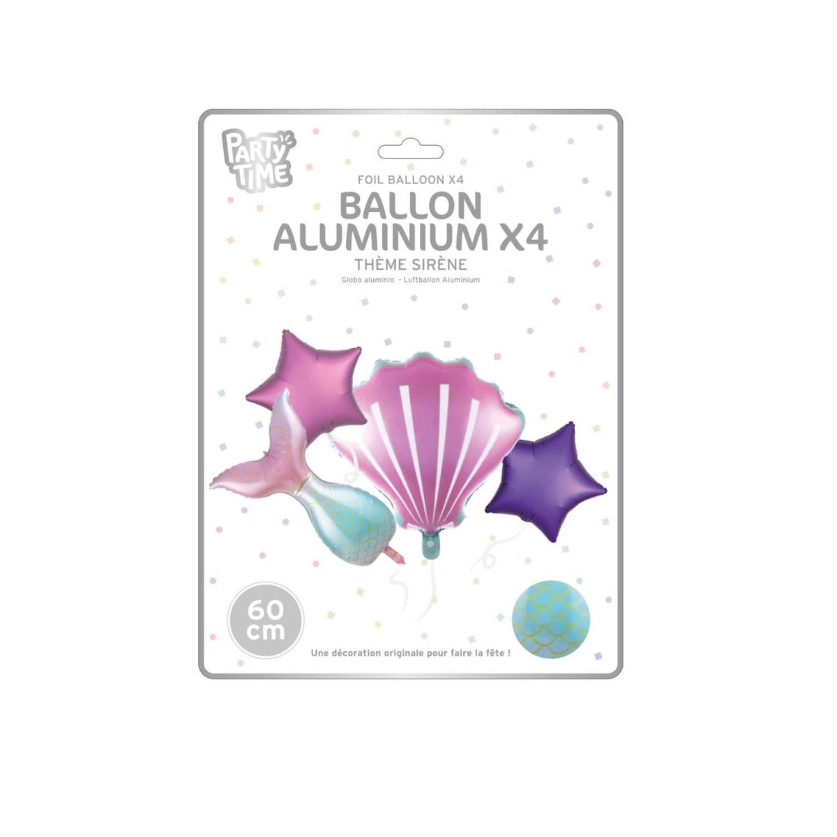 Party Time - Lot de 4 Ballons Gonflables "Sirène" 60cm Multicolore - Image 6