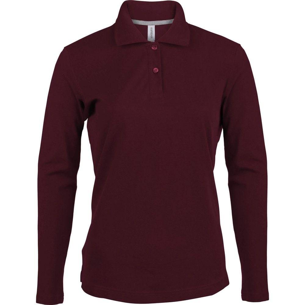 Polo de travail femme manches longues Kariban 100% coton Bordeaux XL