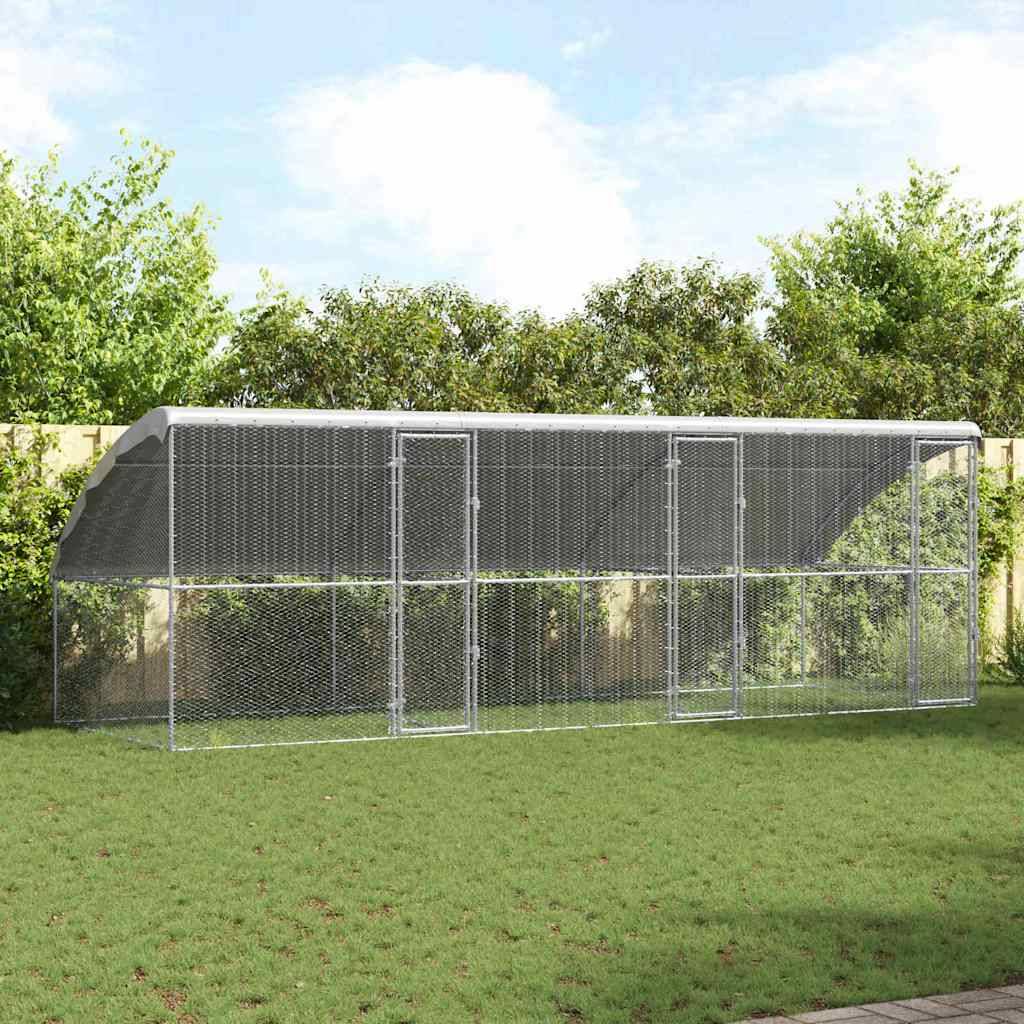 Grand enclos poules 6x2m acier galvanisé avec abri étanche pour jardin – ComfortXL Outdoor Living - Image 1