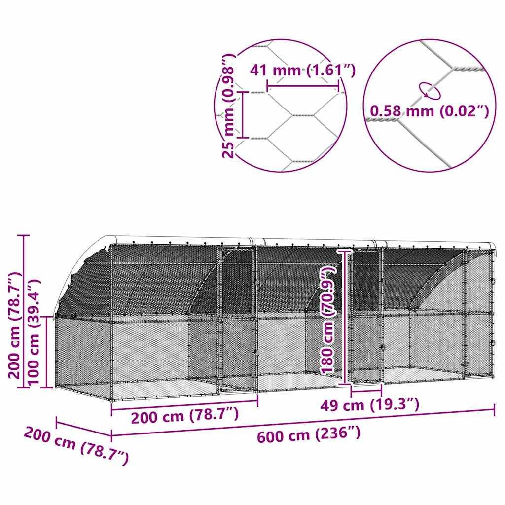 Grand enclos poules 6x2m acier galvanisé avec abri étanche pour jardin – ComfortXL Outdoor Living - Image 10