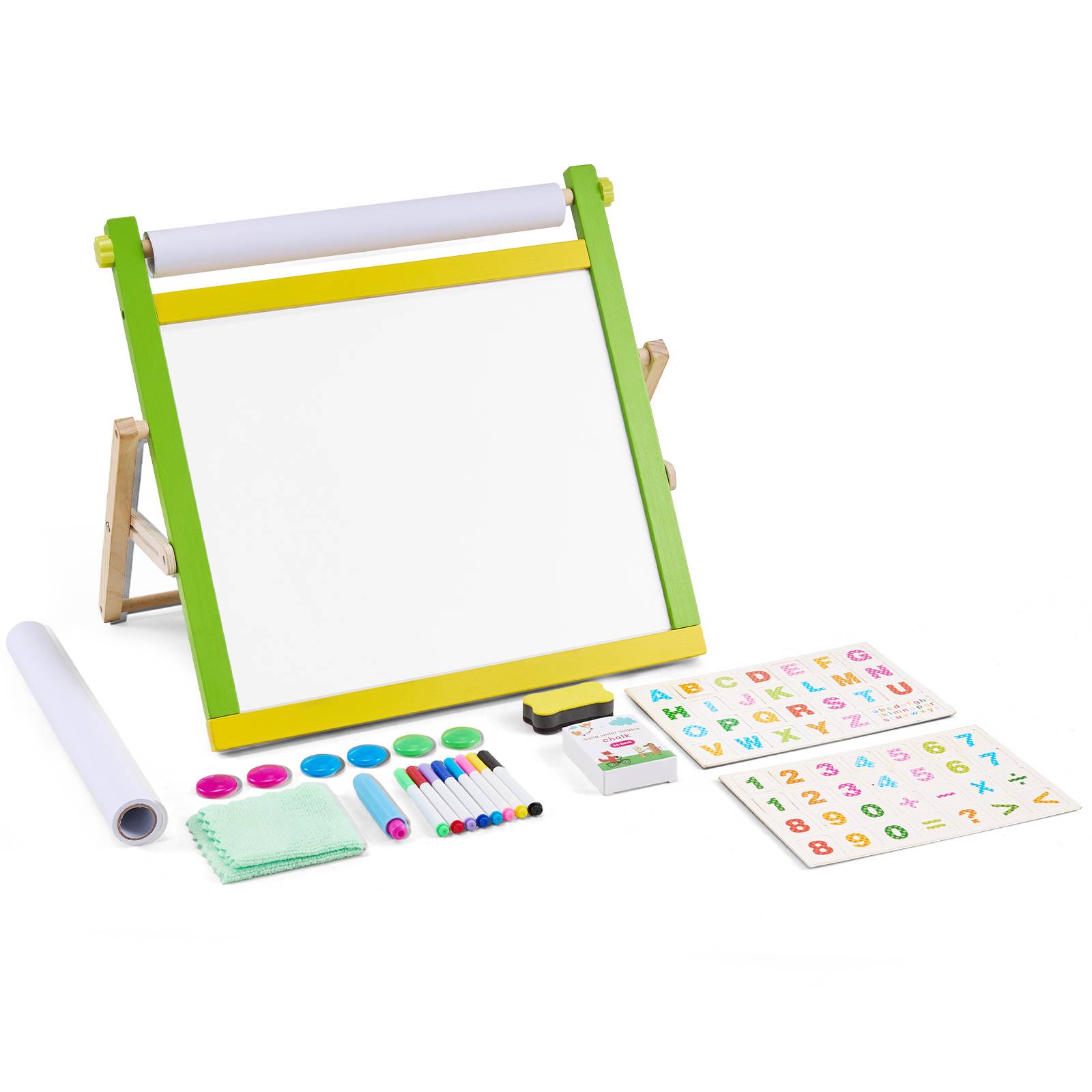 VEVOR Chevalet art table enfants, bois 3 en 1, tableau blanc magnétique, noir, dessin, pliable. - Image 1