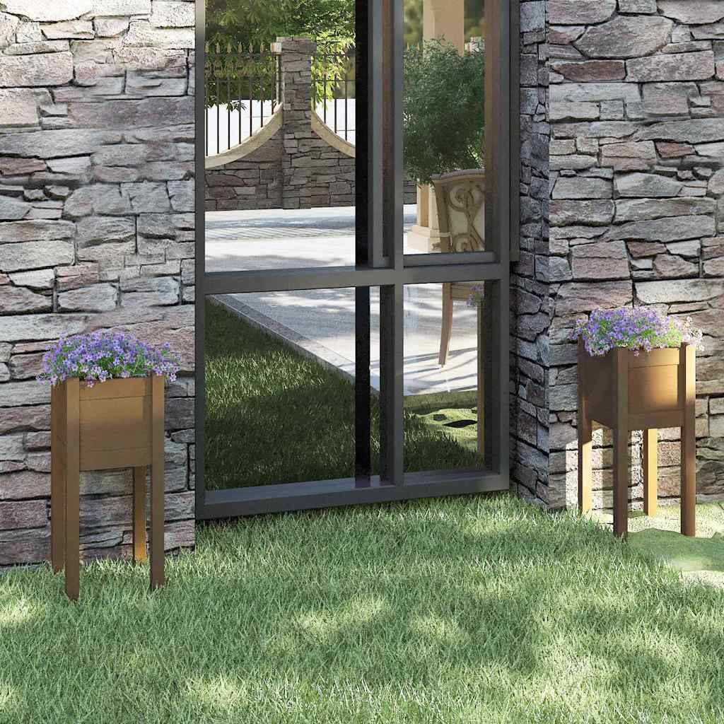 Vidaxl - Jardinières d'extérieur 2 pcs Marron miel 31x31x70cm Pin massif vidaXL 810786 - Image 1