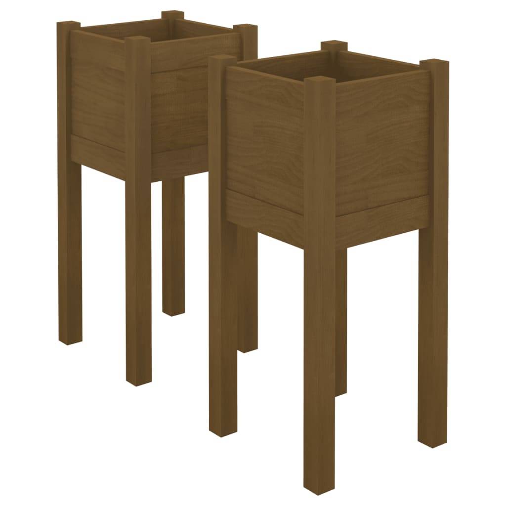 Vidaxl - Jardinières d'extérieur 2 pcs Marron miel 31x31x70cm Pin massif vidaXL 810786 - Image 2