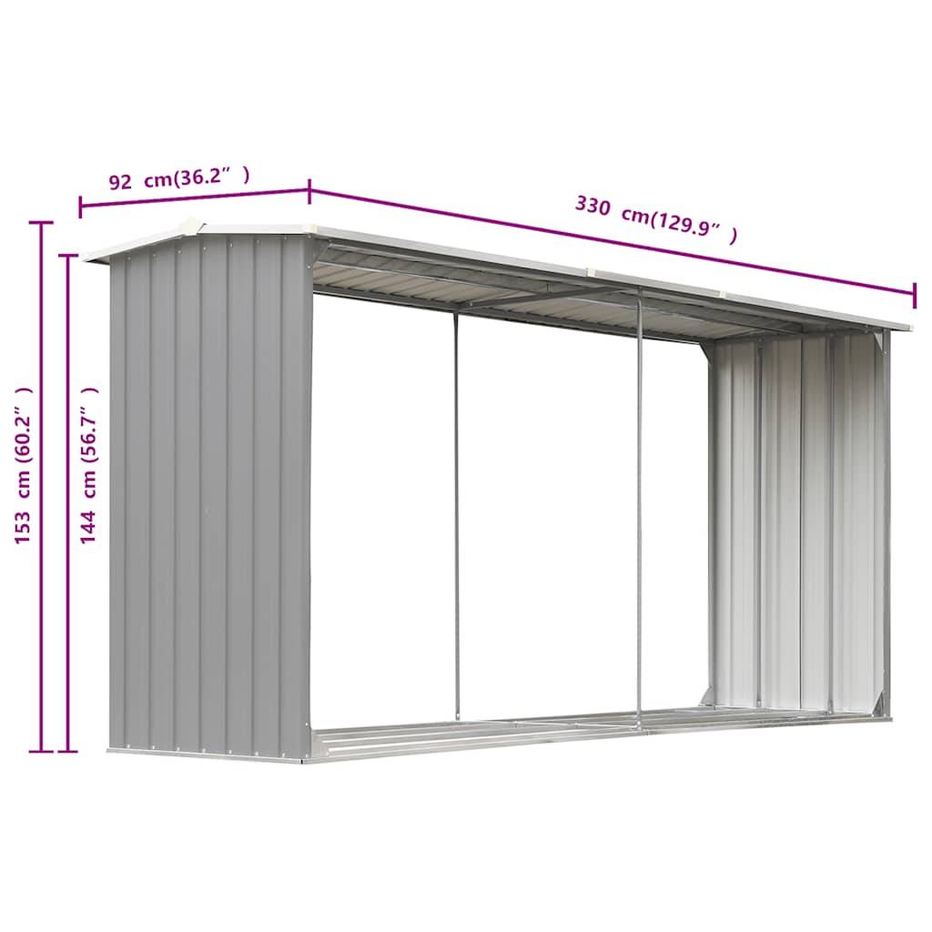 Abri de Stockage Bois XXL Acier Galvanisé pour Jardin 330x92x153 cm Gris - ComfortXL Outdoor Living - Image 6
