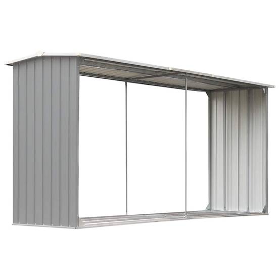 Abri de Stockage Bois XXL Acier Galvanisé pour Jardin 330x92x153 cm Gris - ComfortXL Outdoor Living - Image 2
