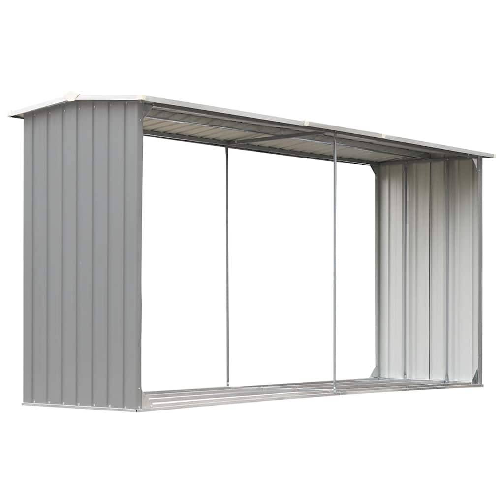 Abri de Stockage Bois XXL Acier Galvanisé pour Jardin 330x92x153 cm Gris - ComfortXL Outdoor Living - Image 2