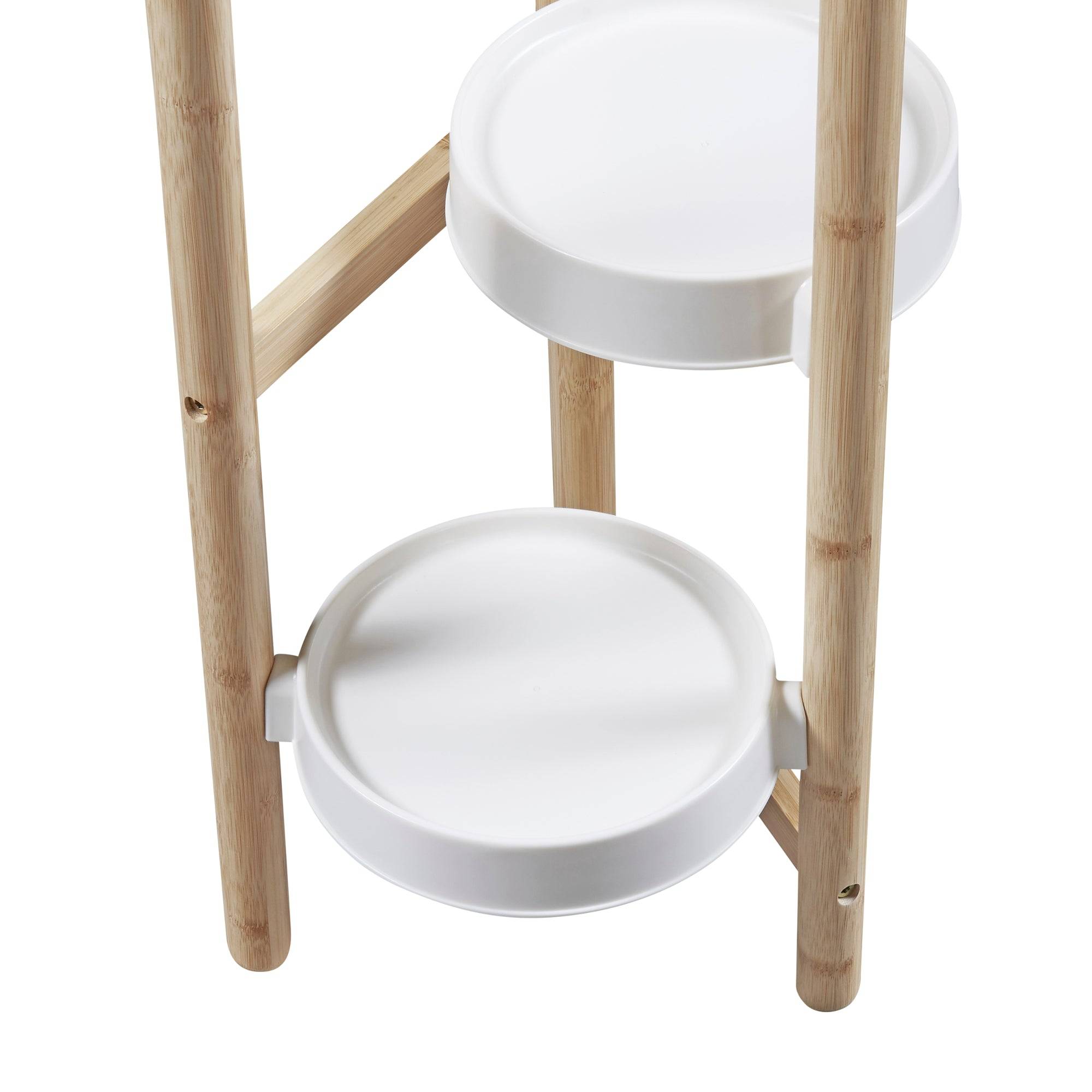 Étagère à plantes sastamala à 4 niveaux bambou plastique 85 x 32 x 32 cm naturel blanc - Image 5