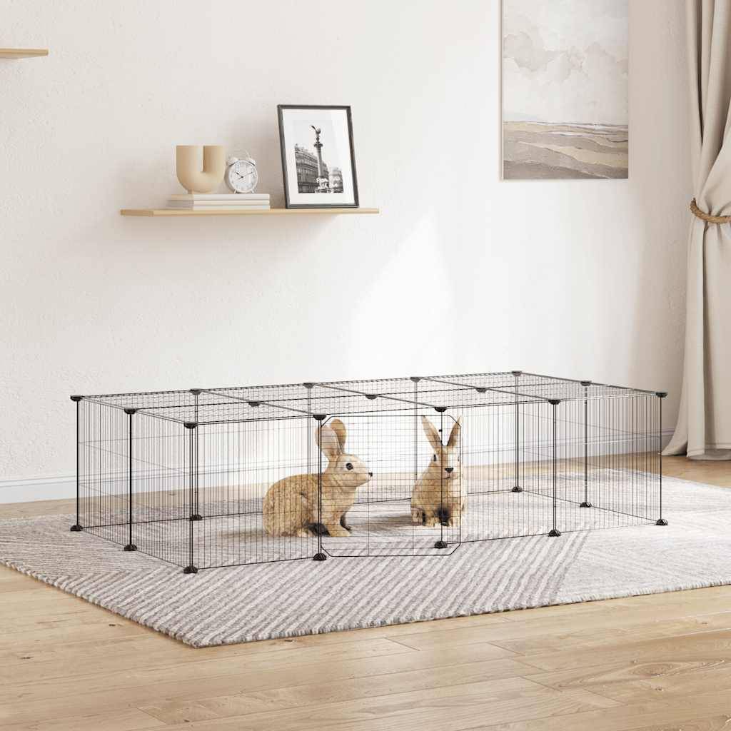 Vidaxl - Cage animaux de compagnie à 20 panneaux et porte Noir 140x70x35 cm vidaXL 3114058 - Imagen 1