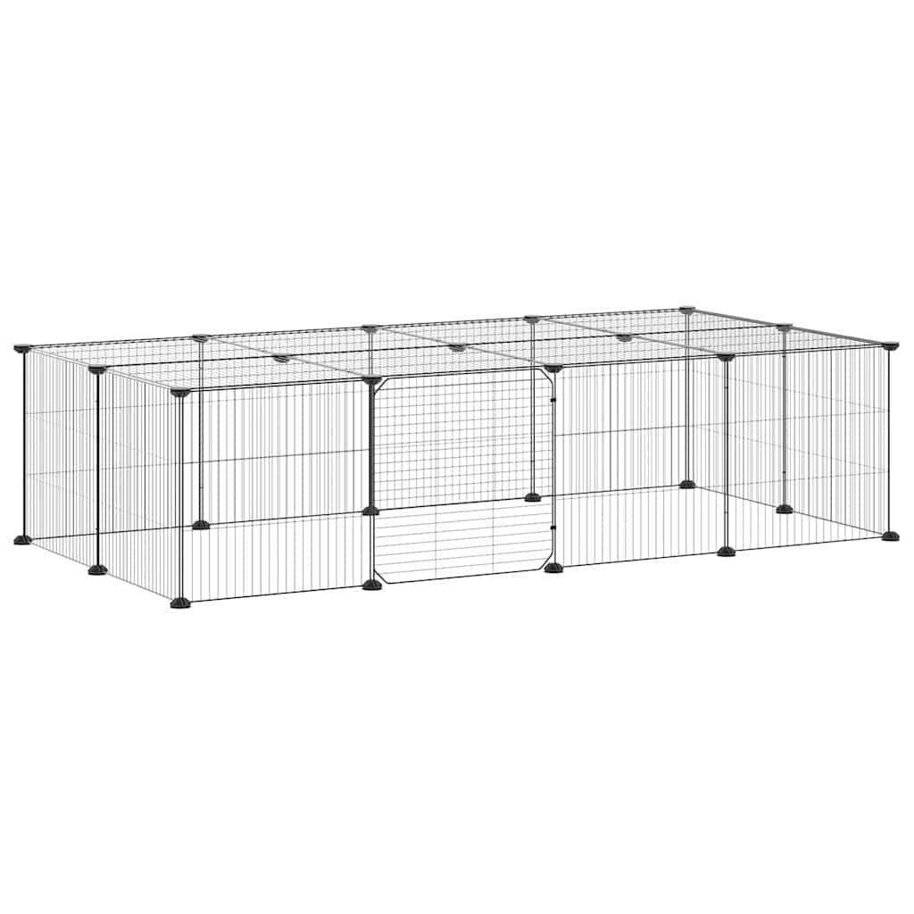 Vidaxl - Cage animaux de compagnie à 20 panneaux et porte Noir 140x70x35 cm vidaXL 3114058 - Imagen 8