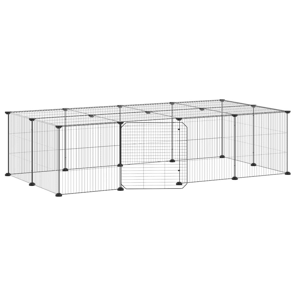 Vidaxl - Cage animaux de compagnie à 20 panneaux et porte Noir 140x70x35 cm vidaXL 3114058 - Imagen 2