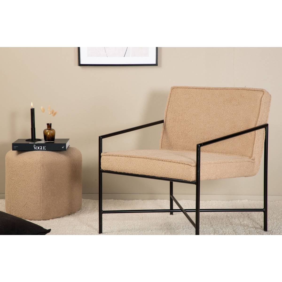 Paris Prix - Fauteuil Design Bouclette "Rakel" 78cm Beige - Image 8