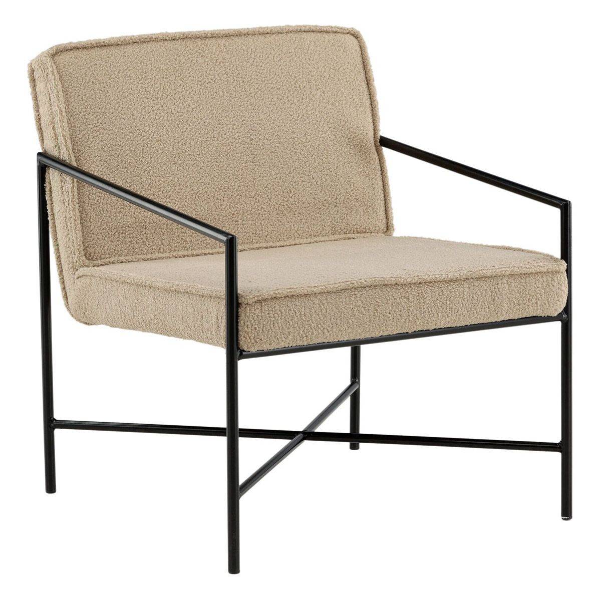 Paris Prix - Fauteuil Design Bouclette "Rakel" 78cm Beige - Image 1