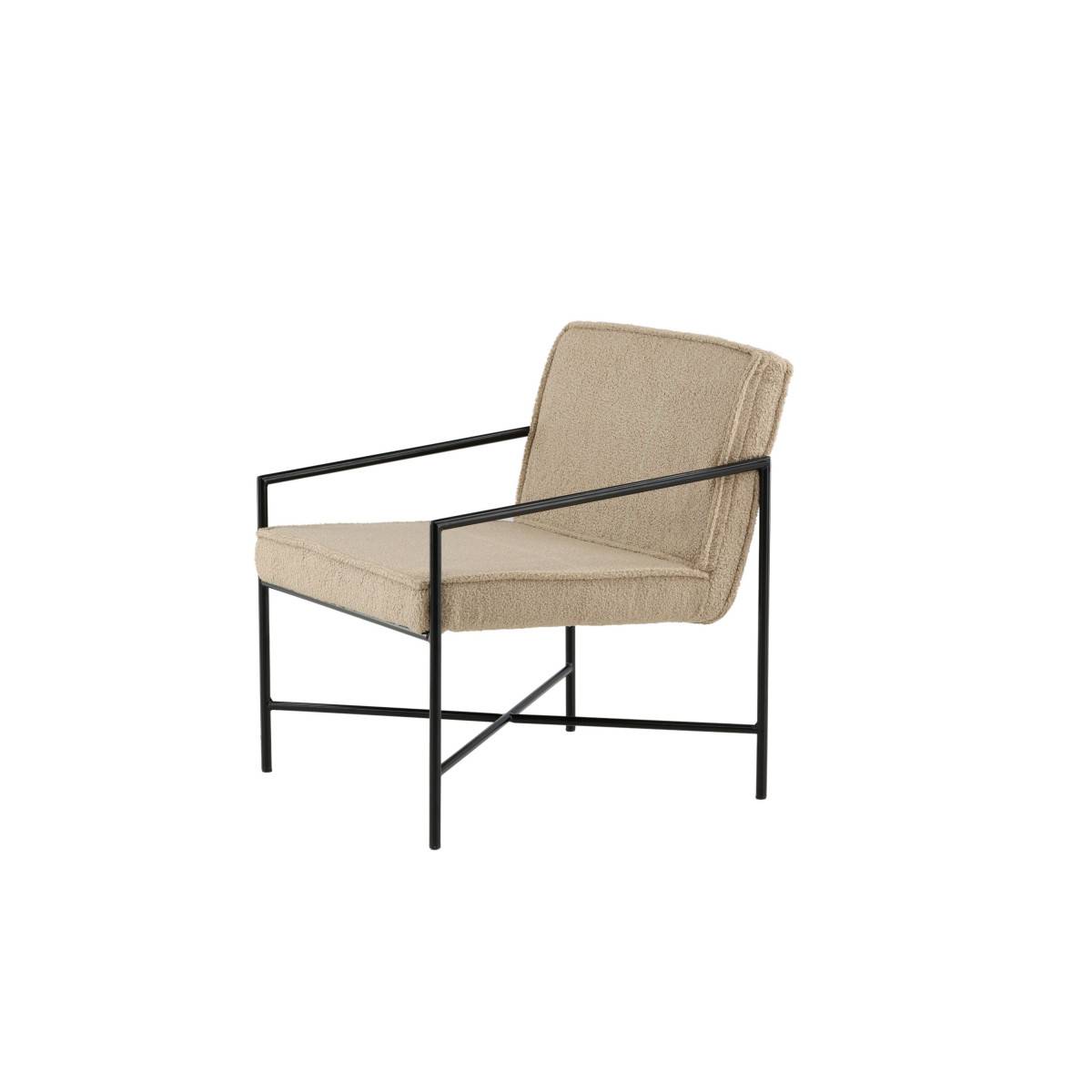 Paris Prix - Fauteuil Design Bouclette "Rakel" 78cm Beige - Image 4