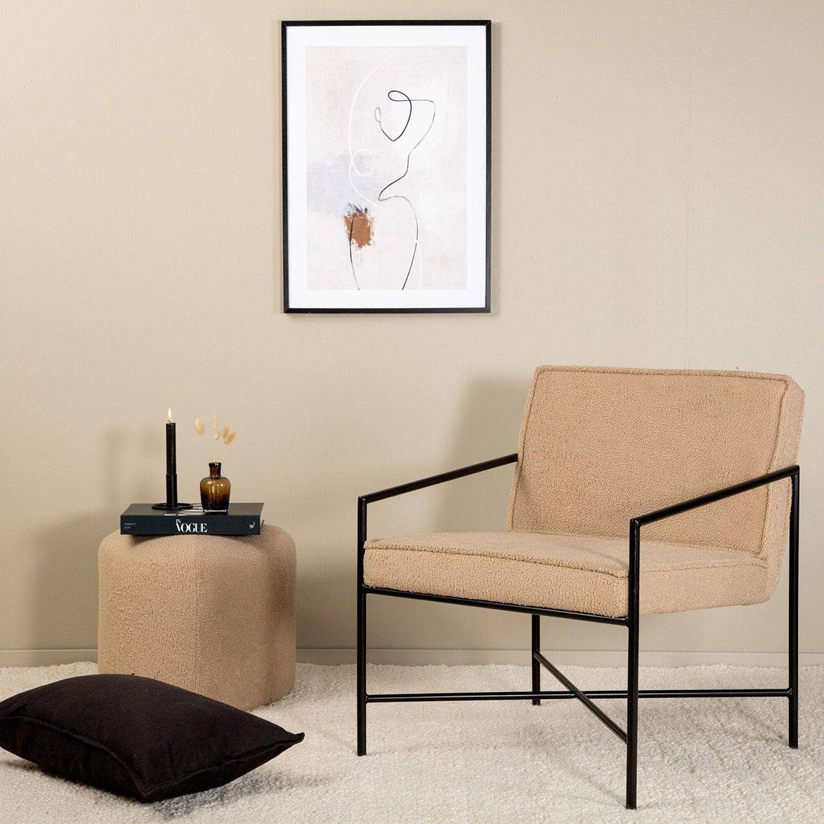 Paris Prix - Fauteuil Design Bouclette "Rakel" 78cm Beige - Image 7