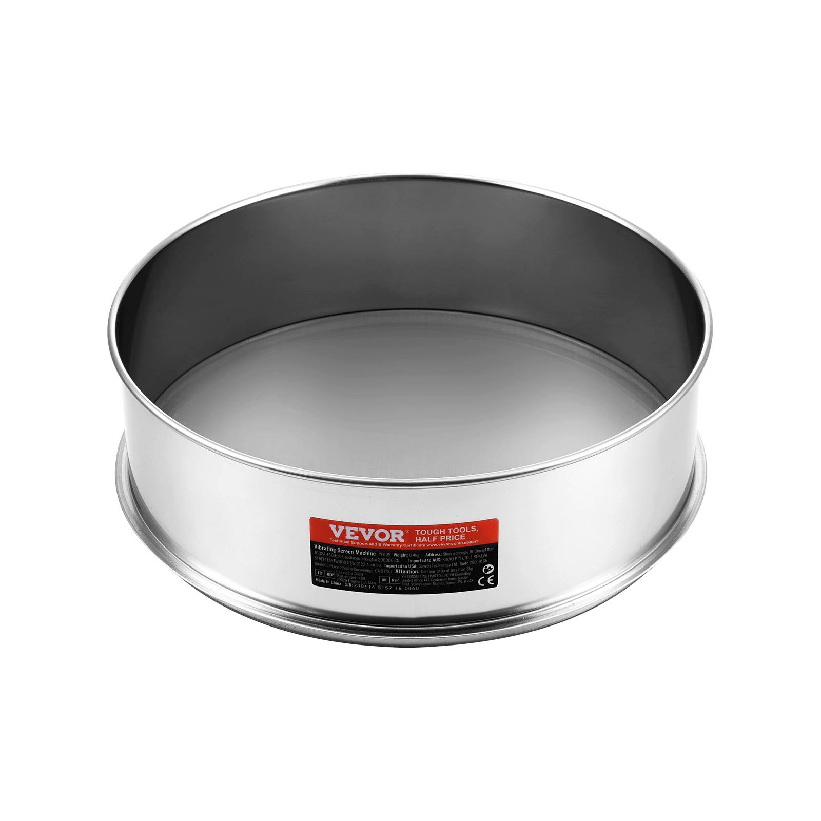 VEVOR Tamie à farine 80 mailles, acier inox 304, diamètre 12.6 pouces, pour haricots, riz, farine, 5 tailles. - Image 9