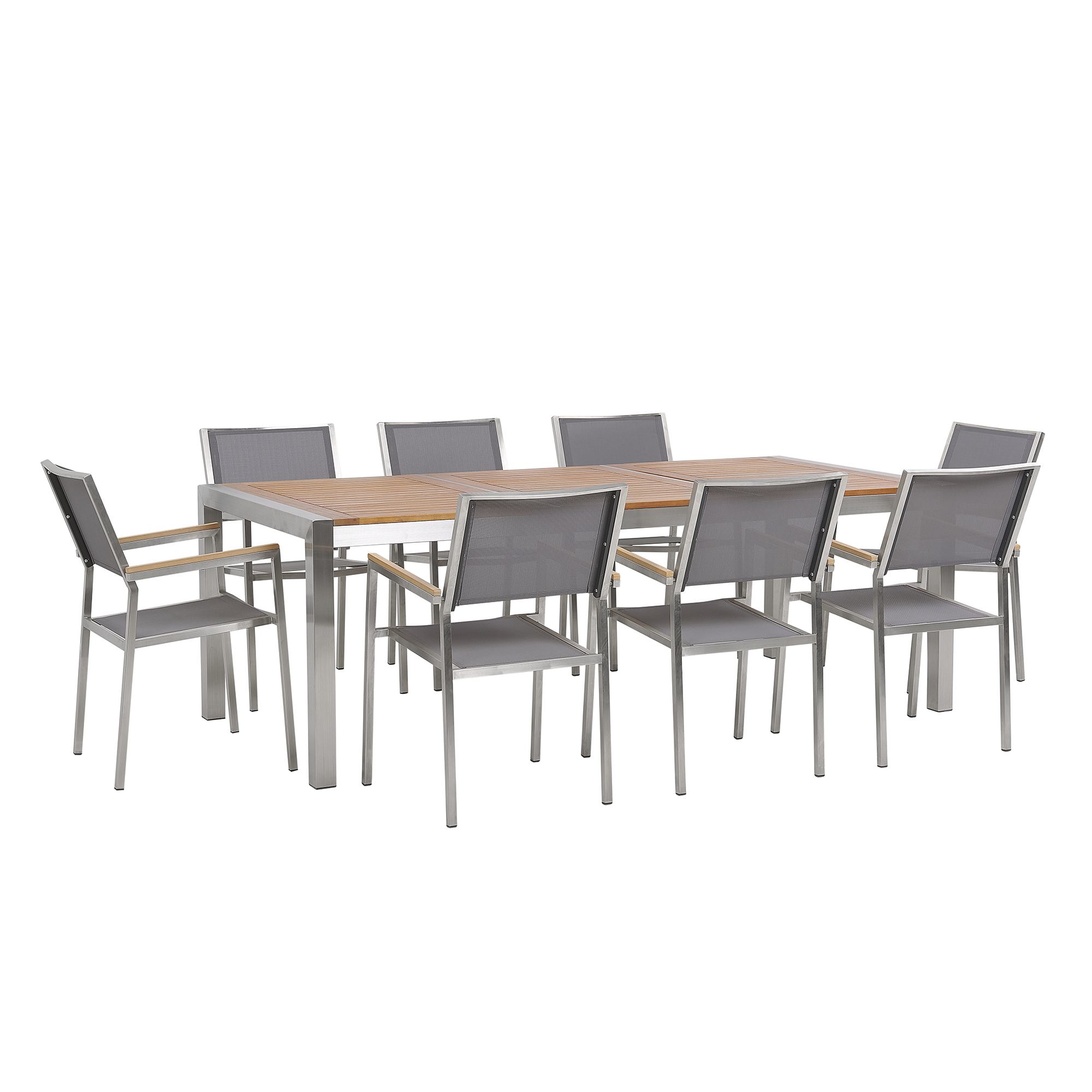 Beliani - Set de salle à manger, 8 Personnes Acier inox Marron/gris GROSSETO - Beliani - Imagen 2