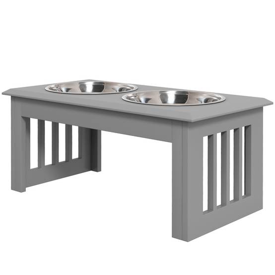Gamelle surélevée pour chien avec 2 bols amovibles en acier inoxydable 58,4 x 30,5 x 25,4 cm Gris - Image 2