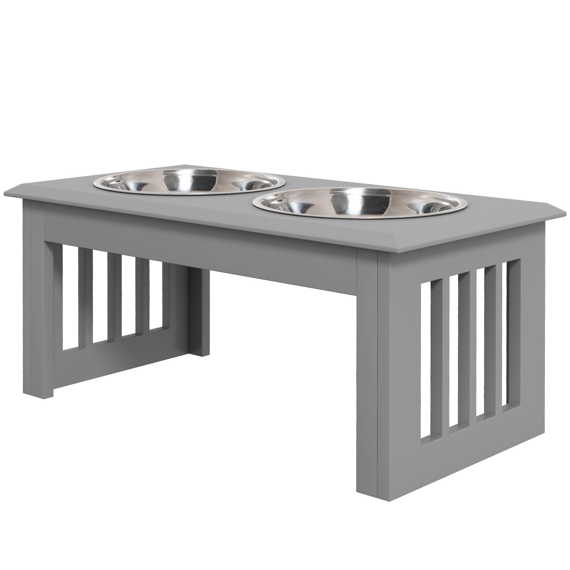 Gamelle surélevée pour chien avec 2 bols amovibles en acier inoxydable 58,4 x 30,5 x 25,4 cm Gris - Image 2
