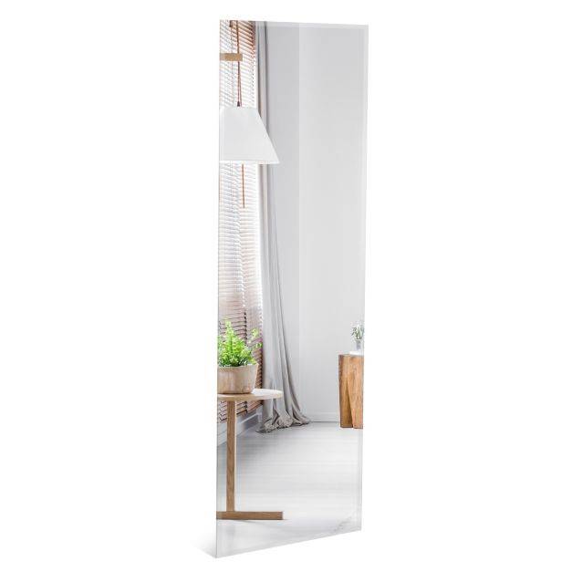 Miroir mural psyché rectangulaire sans cadre 110 x 38 cm pleine longueur bord biseauté suspendu vertical ou horizontal blanc - Image 2
