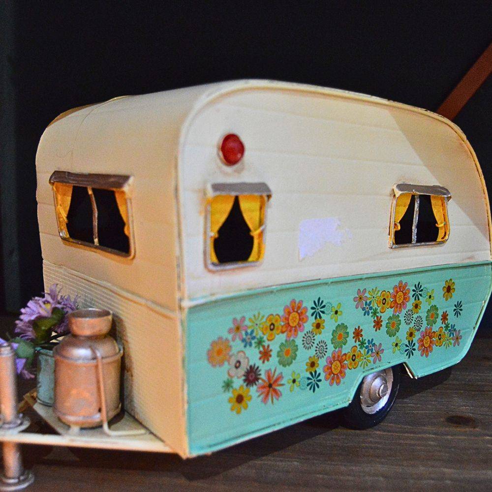Antic Line Creations - Caravane vintage décorative en métal - Imagen 2