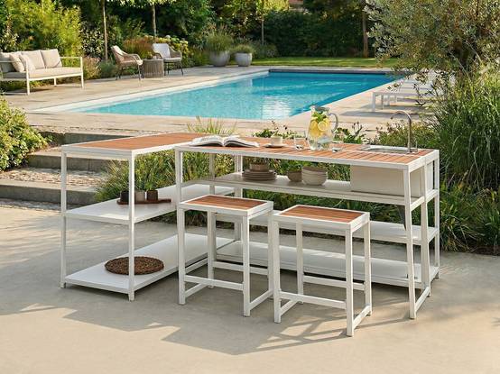 Beliani - Cuisine de jardin Acier Marron/blanc AVETRANA - 150x50x90- Beliani - Image 1