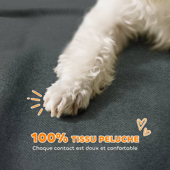 Canapé velours petit chien chat dossier accoudoirs respirant 66x42cm gris foncé - ComfortXL Outdoor Living - Image 6