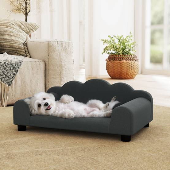 Canapé velours petit chien chat dossier accoudoirs respirant 66x42cm gris foncé - ComfortXL Outdoor Living - Image 10