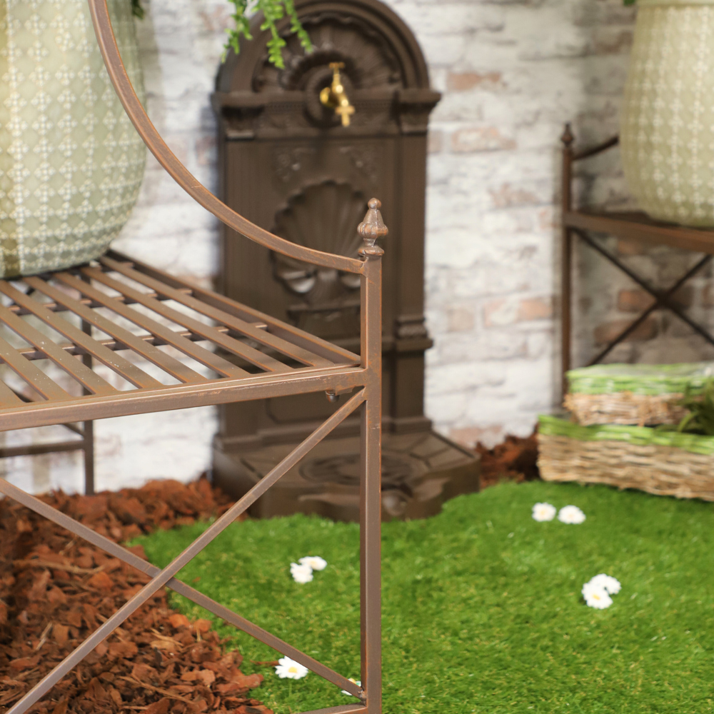 Gloriette kiosque maison abri banc jardin fer marron 200x114x270 cm Chemin de campagne - Image 5