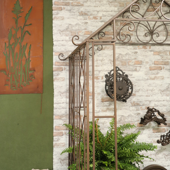 Gloriette kiosque maison abri banc jardin fer marron 200x114x270 cm Chemin de campagne - Image 3