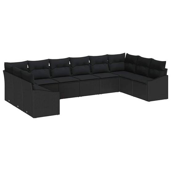 Très Grand Salon de Jardin Poly Rotin Modulable avec Table Réglable et Rangement Grande Famille Noir 10 Places – ComfortXL Outdoor Living - Image 2
