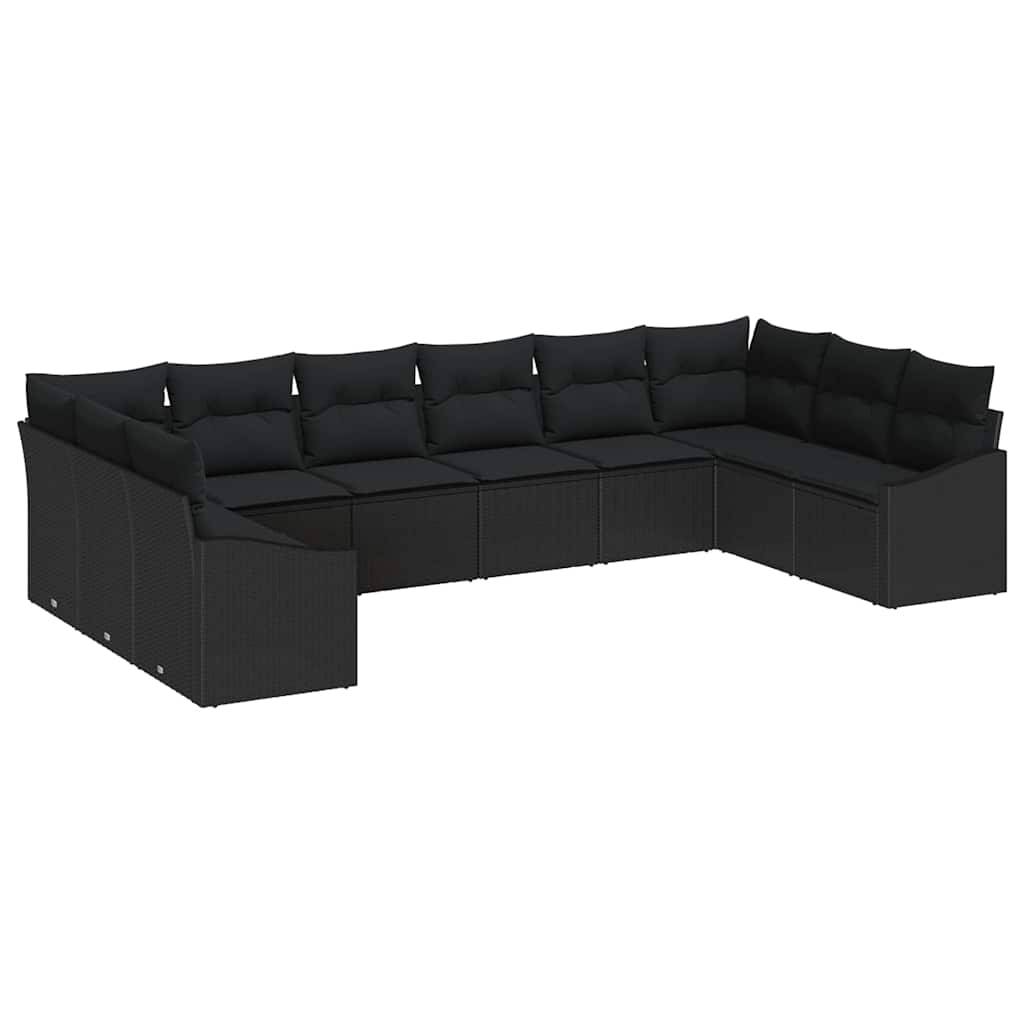 Très Grand Salon de Jardin Poly Rotin Modulable avec Table Réglable et Rangement Grande Famille Noir 10 Places – ComfortXL Outdoor Living - Image 2