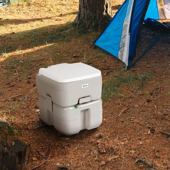Toilettes Portables 20 L avec Indicateur de Niveau, 150 kg, Camping/Voyage/Caravane/Bateau, 33 x 40 x 43 cm, Gris - Image 4