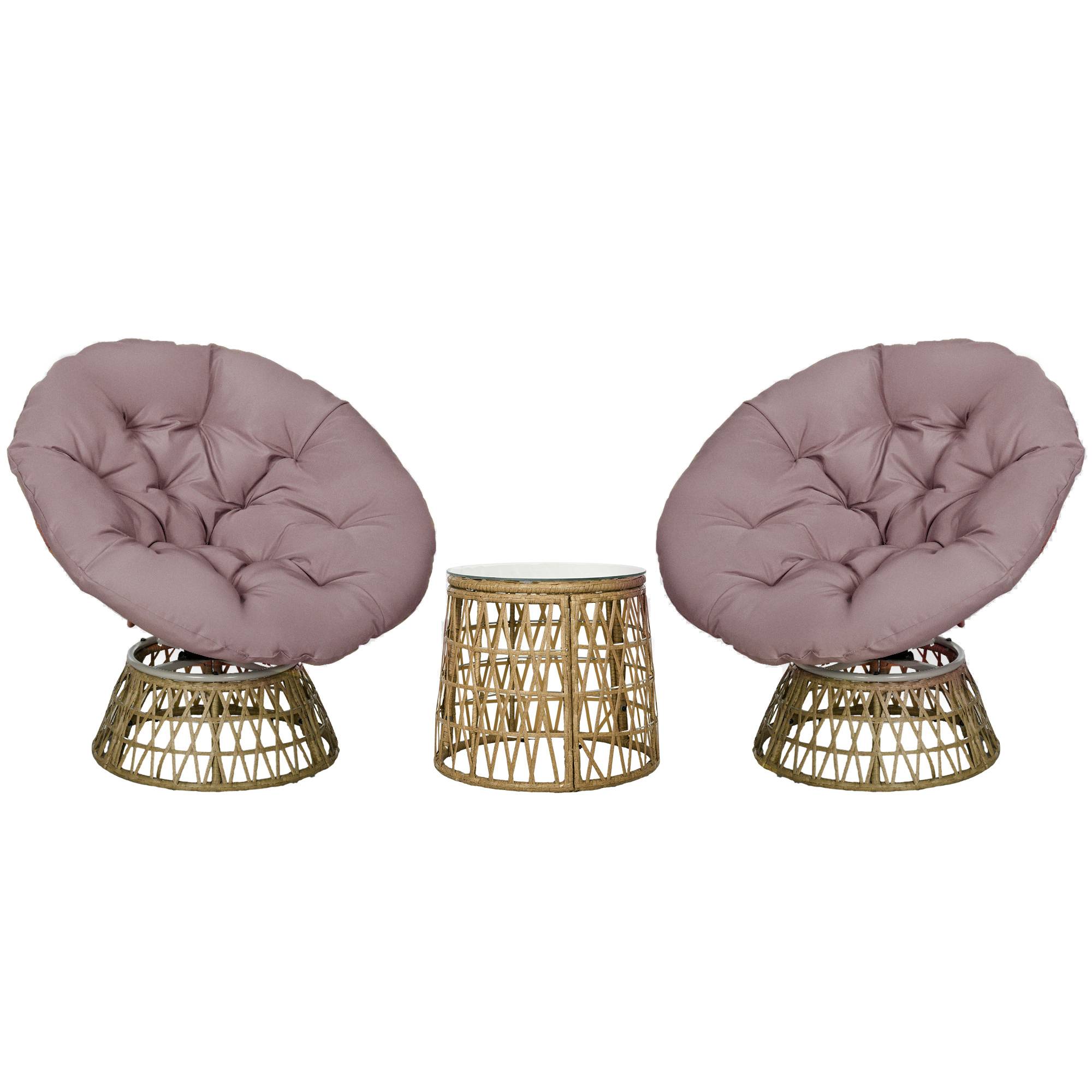 Ensemble salon de jardin 3 pièces | Mobilier de jardin Jaune Résine tressée 85x70x82 cm - Image 1