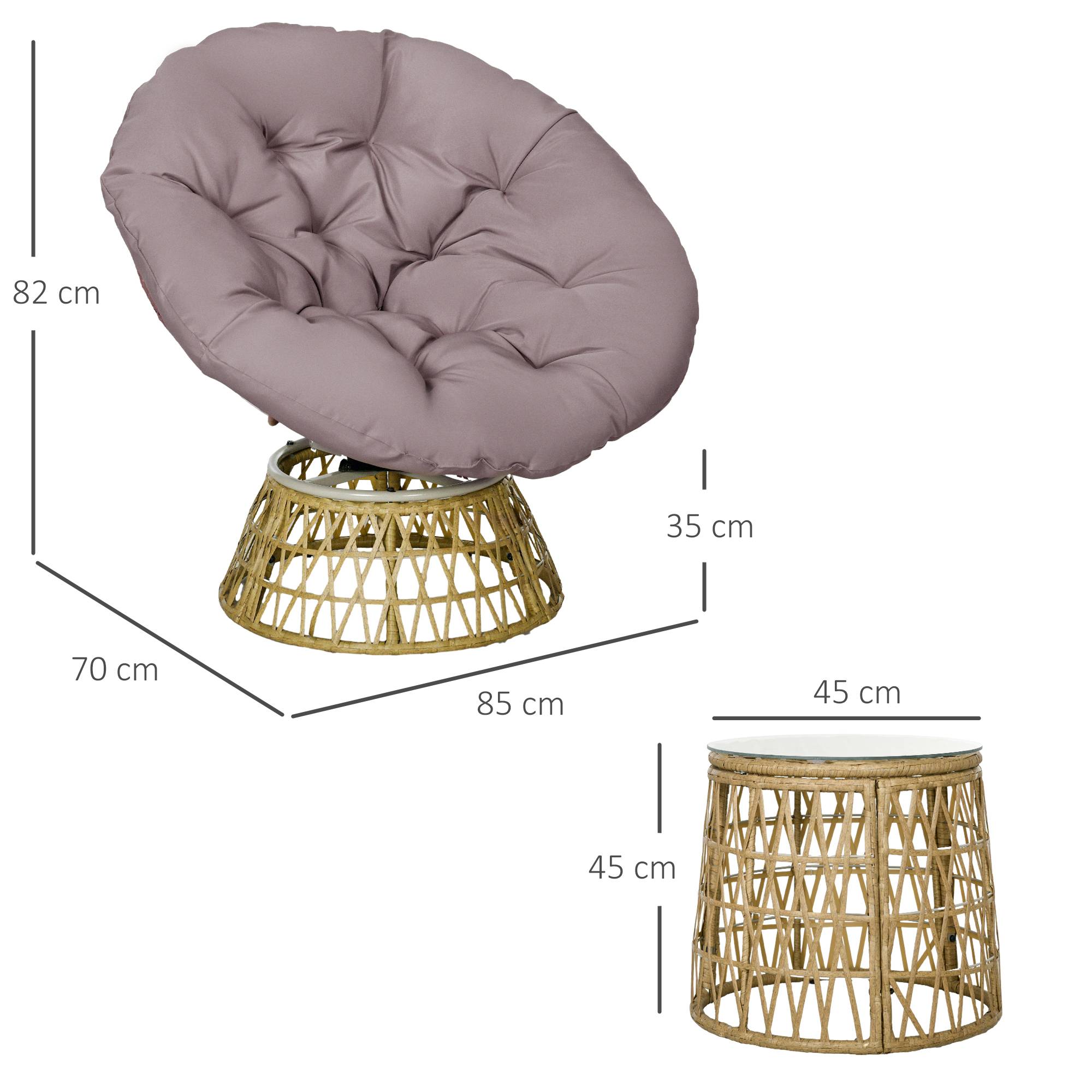 Ensemble salon de jardin 3 pièces | Mobilier de jardin Jaune Résine tressée 85x70x82 cm - Image 5