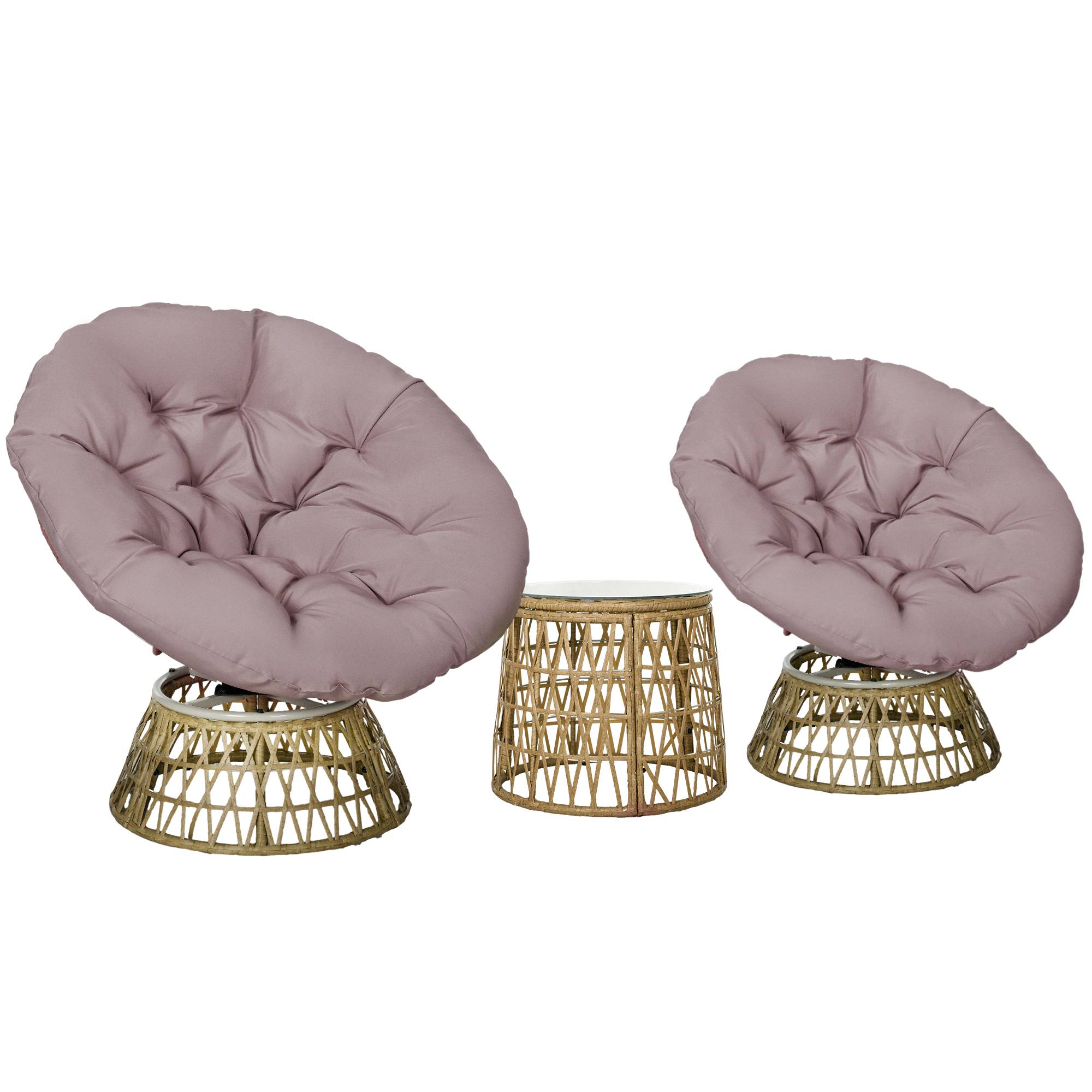 Ensemble salon de jardin 3 pièces | Mobilier de jardin Jaune Résine tressée 85x70x82 cm - Image 2