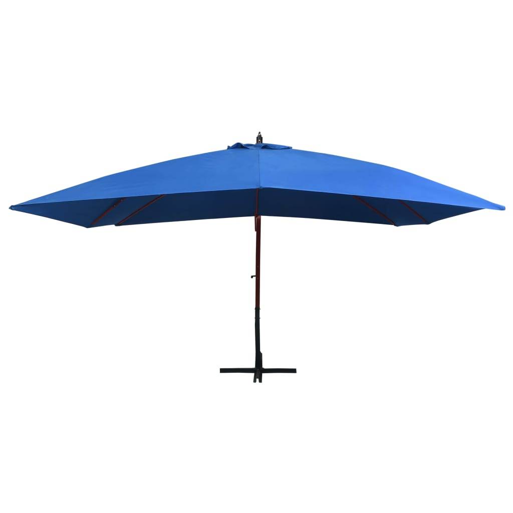 PANGIVO - Parasol suspendu avec mât en bois 400 x 300 x 285 cm Bleu - PANGIVO - Image 2