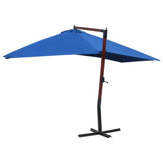 PANGIVO - Parasol suspendu avec mât en bois 400 x 300 x 285 cm Bleu - PANGIVO - Image 3