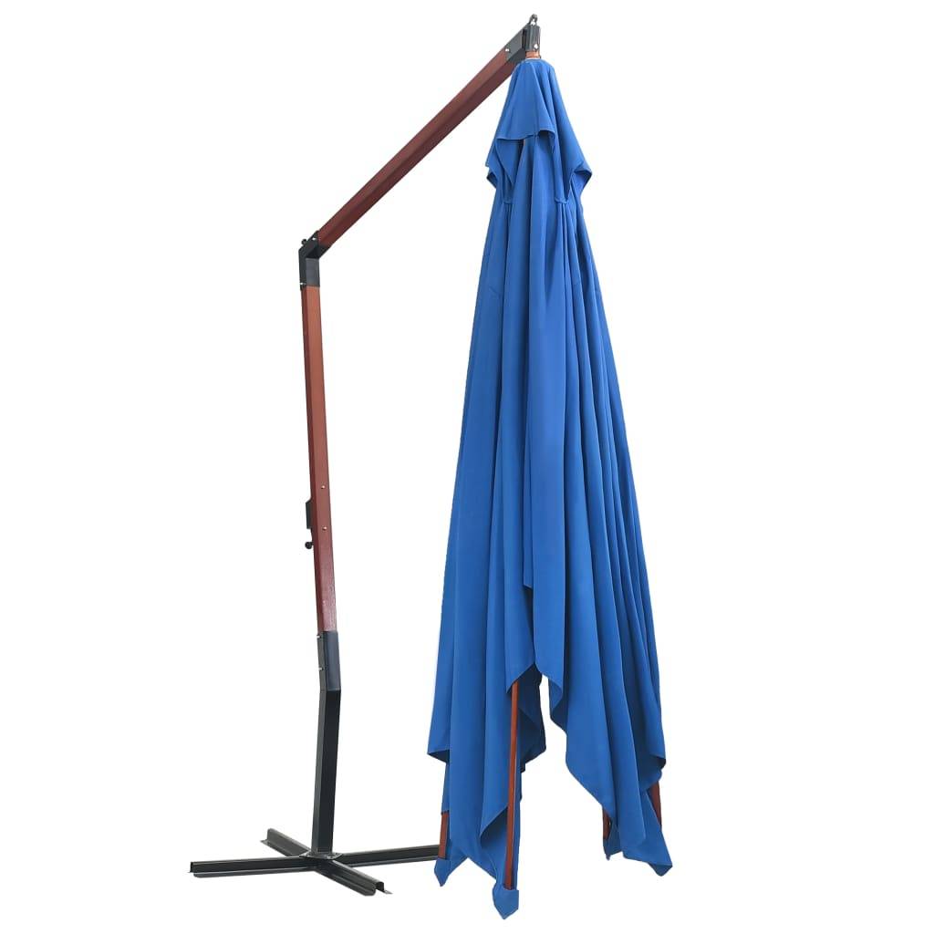 PANGIVO - Parasol suspendu avec mât en bois 400 x 300 x 285 cm Bleu - PANGIVO - Image 4