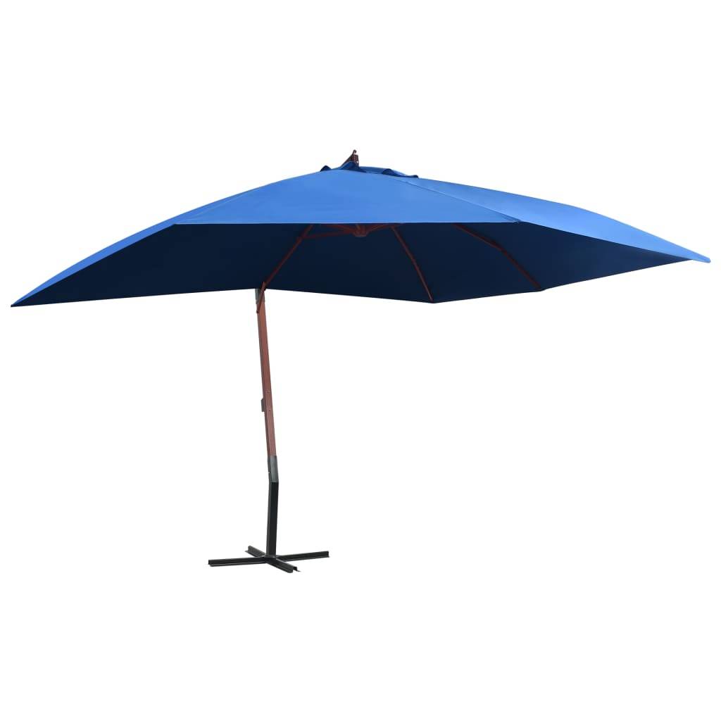 PANGIVO - Parasol suspendu avec mât en bois 400 x 300 x 285 cm Bleu - PANGIVO - Image 1