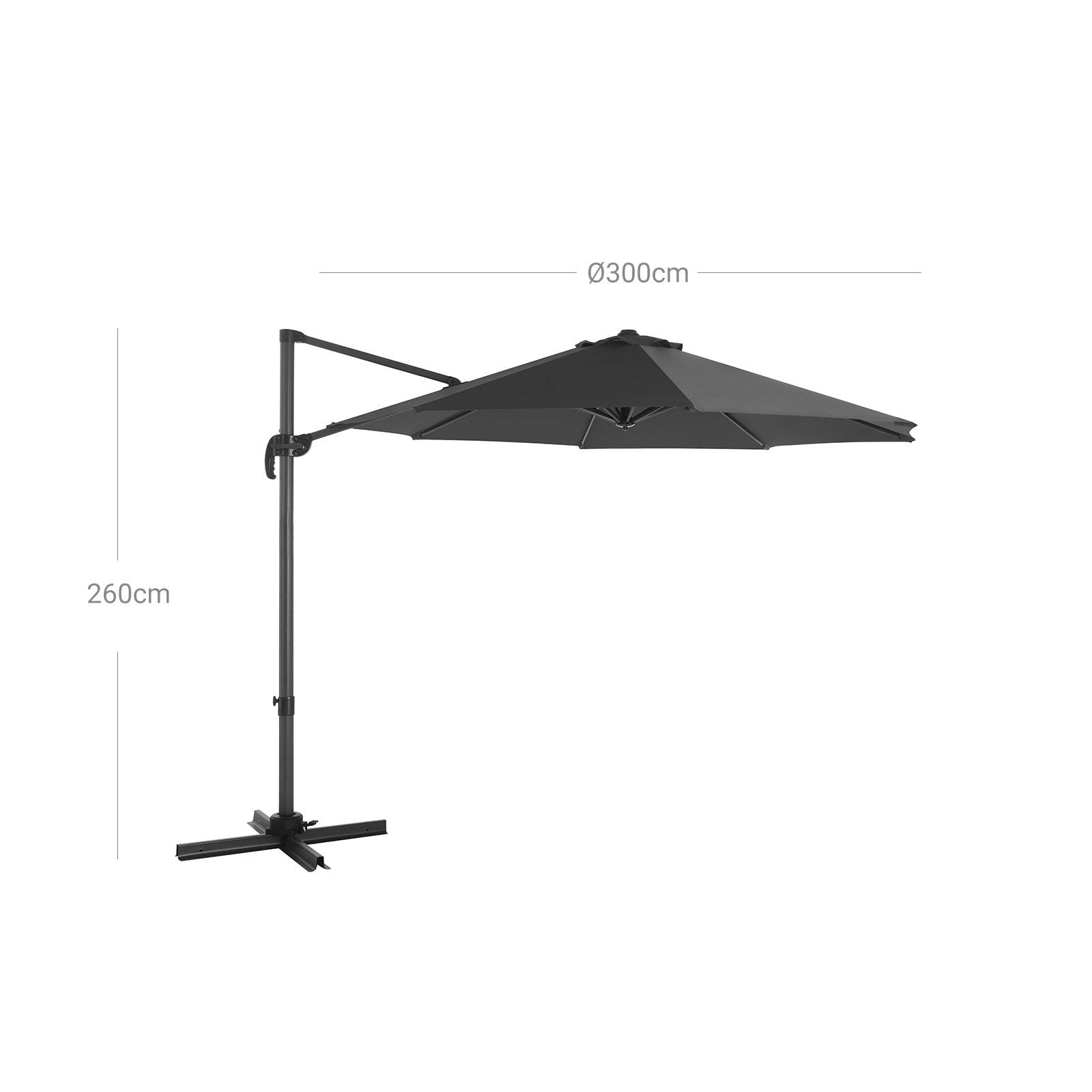 Helloshop26 - Parasol décentré de jardin ombrelle de terrasse rotatif à 360° diamètre 3 m protection salaire upf 50+ inclinaison réglable avec manivelle d’ouvertur - Imagen 4