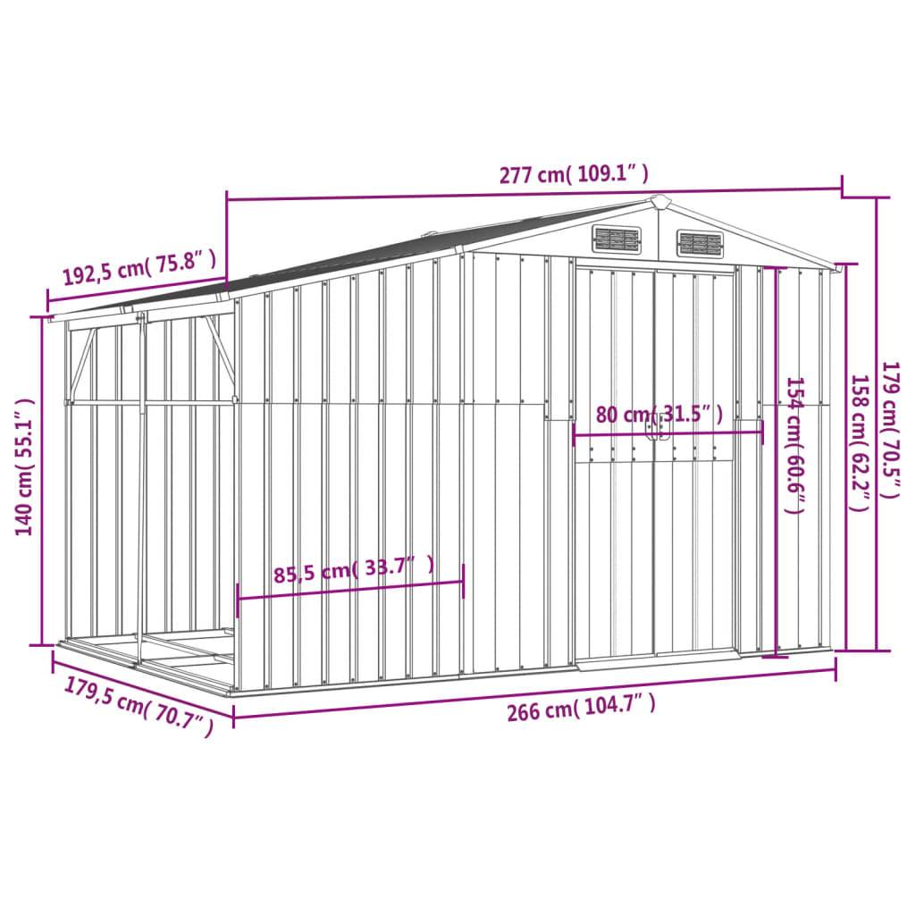 ComfortXL - Abri de Jardin Acier Galvanisé avec Bûcher Rangement 277x193cm Anthracite - ComfortXL Outdoor Living - Image 10