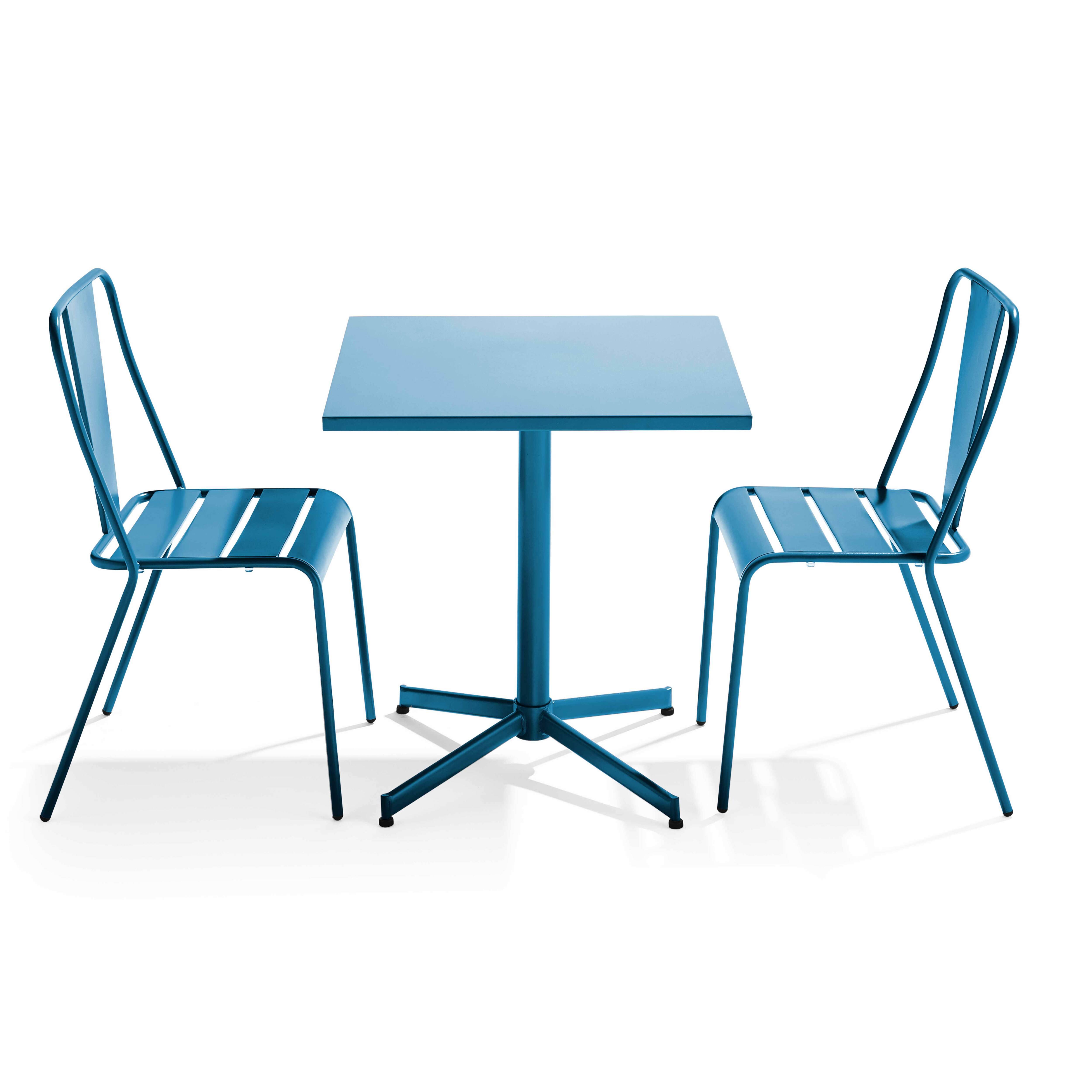Oviala - Ensemble table inclinable de jardin et 2 chaises bleu pacific Palavas - Oviala - Imagen 1