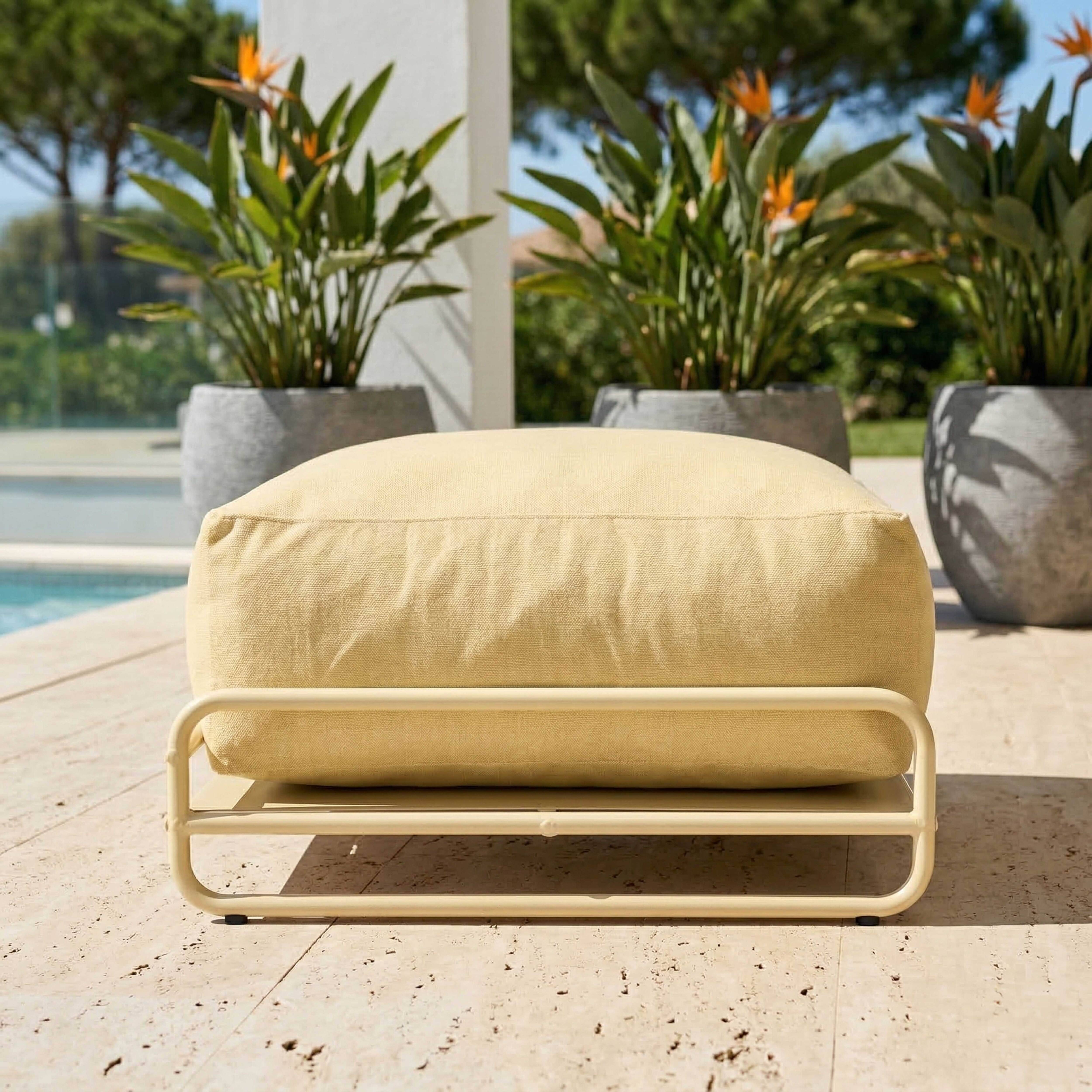 Oviala - Pouf pour salon de jardin modulable avec structure jaune clair Mixi - Oviala - Image 4
