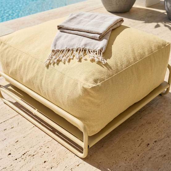 Oviala - Pouf pour salon de jardin modulable avec structure jaune clair Mixi - Oviala - Image 3