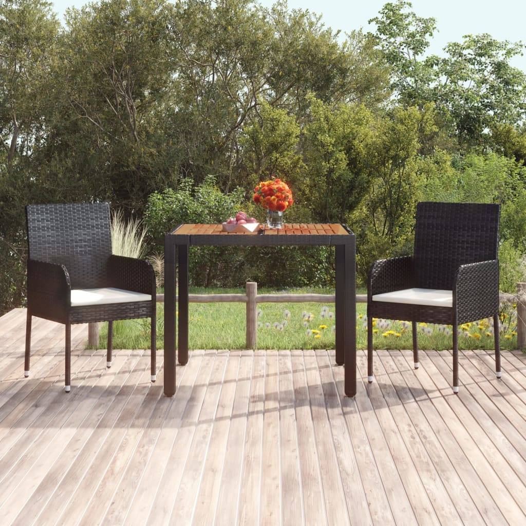 PANGIVO - Table de jardin dessus en bois noir résine tressée 90 x 90 x 75 cm - PANGIVO - Image 1