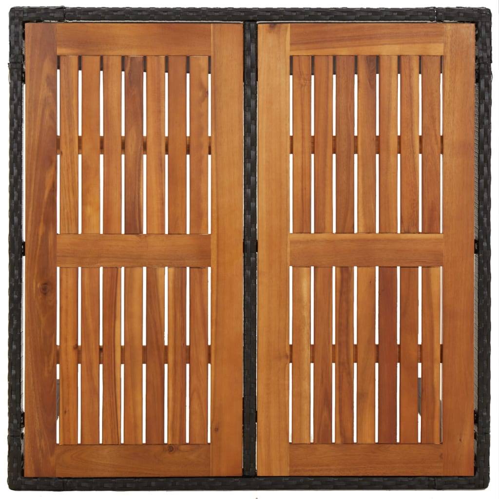 PANGIVO - Table de jardin dessus en bois noir résine tressée 90 x 90 x 75 cm - PANGIVO - Image 5