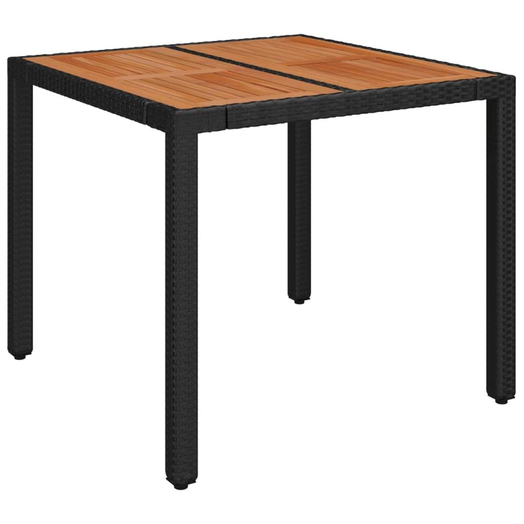 PANGIVO - Table de jardin dessus en bois noir résine tressée 90 x 90 x 75 cm - PANGIVO - Image 2
